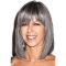  Straight Shoulder Length With Bangs Lace Front Human Hair Grey Wigs for Lady
