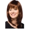 Fashionable Auburn Straight Shoulder Length With Bangs Capless Human Hair Women Wigs