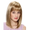Elegant Blonde Straight Shoulder Length With Bangs Monofilament Human Hair Women Wigs