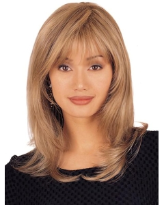 Sassy Blonde Straight Shoulder Length Lace Front Synthetic Women Wigs For Cancer