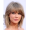 Beautiful Blonde Shoulder Length Straight  With Bangs Lace Synthetic Taylor Swift Inspired Women Wigs
