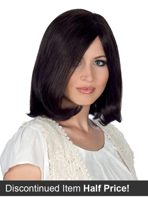 Black Straight Medium Without Bangs Hand-Tied Human Hair Women Wigs