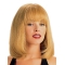 Refined Blonde Monofilament Straight Shoulder Length With Bangs Lace Human Hair Women Wigs