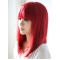 Red Straight Shoulder Length With Neat Bangs Capless Girl's Human Hair Wigs