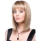 Discount Blonde Straight Shoulder Length With Bangs Lace Front Synthetic Women Wigs