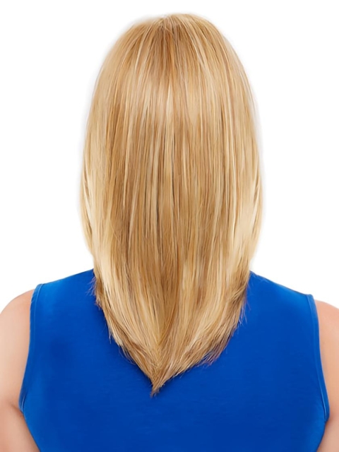 Preferential Blonde Shoulder Length Straight Without Bangs Lace Front Synthetic Women Wigs