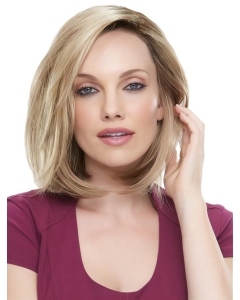 Excellent Blonde Straight Without Bangs hand-tied Synthetic Women Wigs
