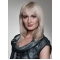 Young Fashion Shoulder Length Straight With Bangs Lace Front Synthetic Women Grey Wigs