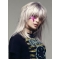 Young Fashion  Layered Shoulder Length Straight Lace Front Human Hair Grey Women Wigs