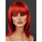 Red Shoulder Length Straight With Neat Bangs Monofilament Synthetic Women Wigs