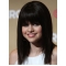 Cool Black Shoulder Length Straight With Bangs Capless Synthetic Celebrity Women Wigs