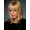 Fabulous Blonde Straight Shoulder Length With Bangs Lace Front Synthetic Women Wigs
