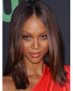  Natural and Comfortable Mid-length Straight Lace Human Hair Tyra Banks Wig