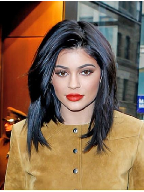 Black Straight Without Bangs Capless Synthetic Kylie Jenner Hair