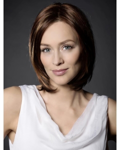 Straight Auburn Shoulder Length Hand-tied Synthetic Women Bob Wigs