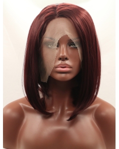 Auburn  Straight Without Bangs Shoulder Length Lace Front Synthetic Wigs