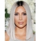  Straight Without Bangs Medium Length Lace Front Synthetic Grey Kim Kardashian Wigs