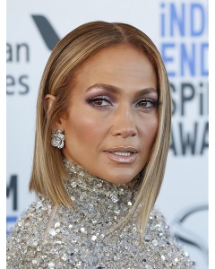 Blonde Straight Without Bangs Shoulder Length Lace Front Synthetic Bobs Lennifer Lopez Wigs