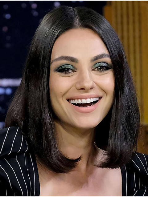 Black Straight Shoulder Length  Full Lace Human Hair Bobs Mila Kunis Wigs