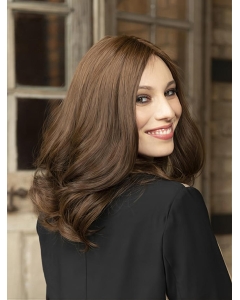 Wavy Brown 14" Shoulder Length Synthetic Without Bangs Sleek Lace Front Wigs