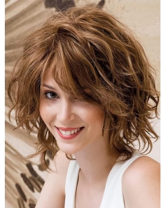 Auburn Wavy Layered Remy Human Hair Hand-tied Knotted Women Wigs
