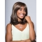 Modern Shoulder Length Wavy Brown With Bangs Capless African American Synthetic Women Wigs