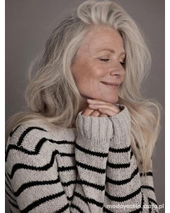  Shoulder Length Wavy Hand Tied Grey Human Hair Women Wigs 