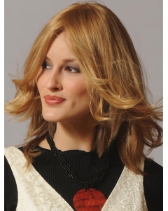 Capless 14" Blonde Wavy Human Hair Women Wigs