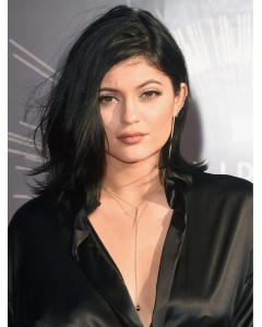 Gorgeous Shoulder Length Wavy Black Layered Lace Synthetic Kylie Jenner Inspired Wigs