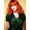 Trendy Shoulder Length Wavy With Bangs Capless Copper Human Hair Women Wigs 