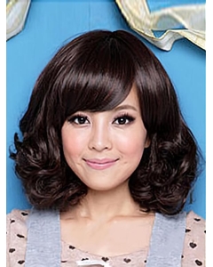 Ideal Brown Wavy Capless Synthetic  Medium Women Wigs